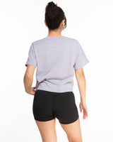 The Boxy Crop Tee - Heather - PHS - Center Chest - Back Center - Printed - Black