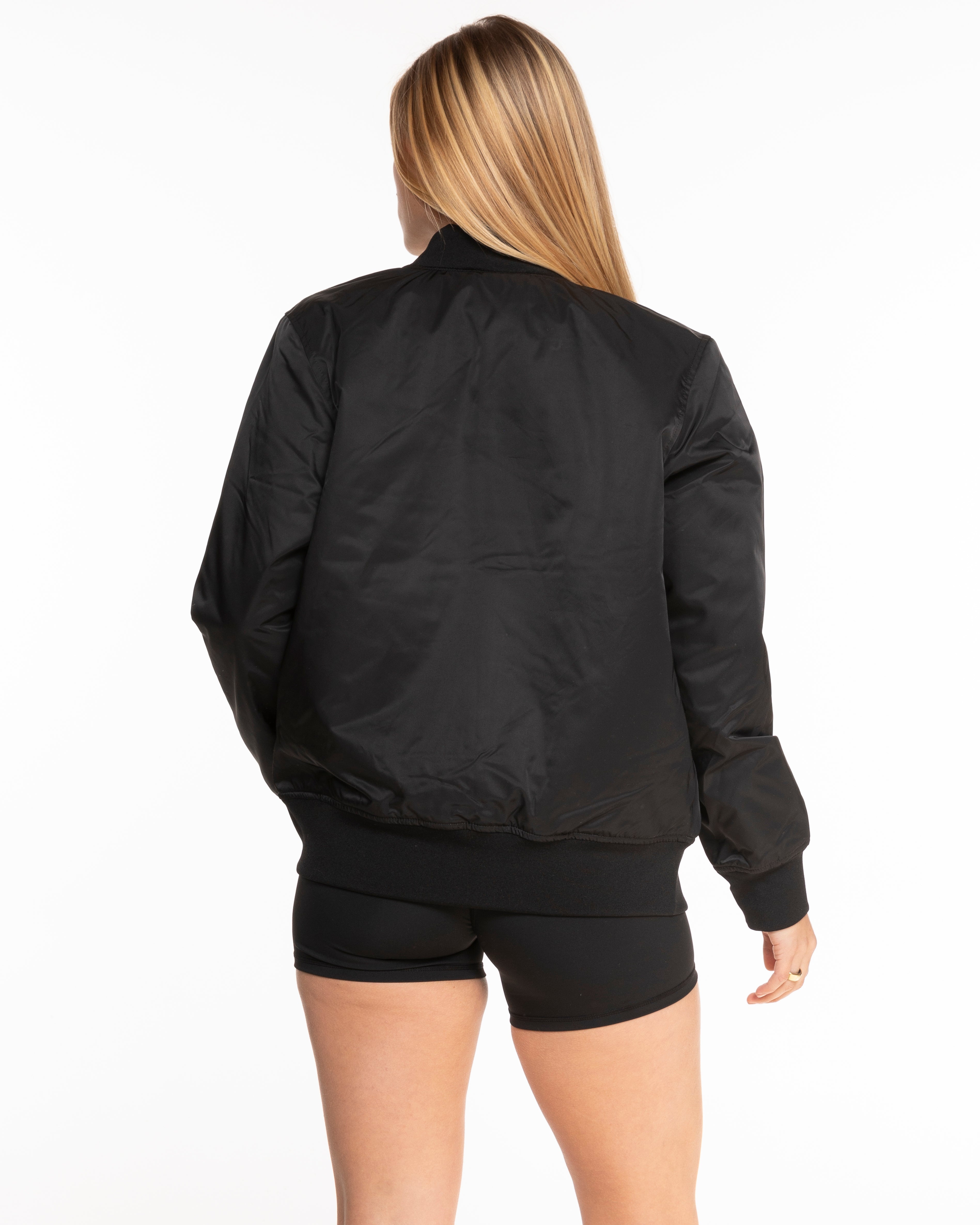 The Mens Varsity Jacket - Black - DiffEyewear - Back DIFF - Printed - White