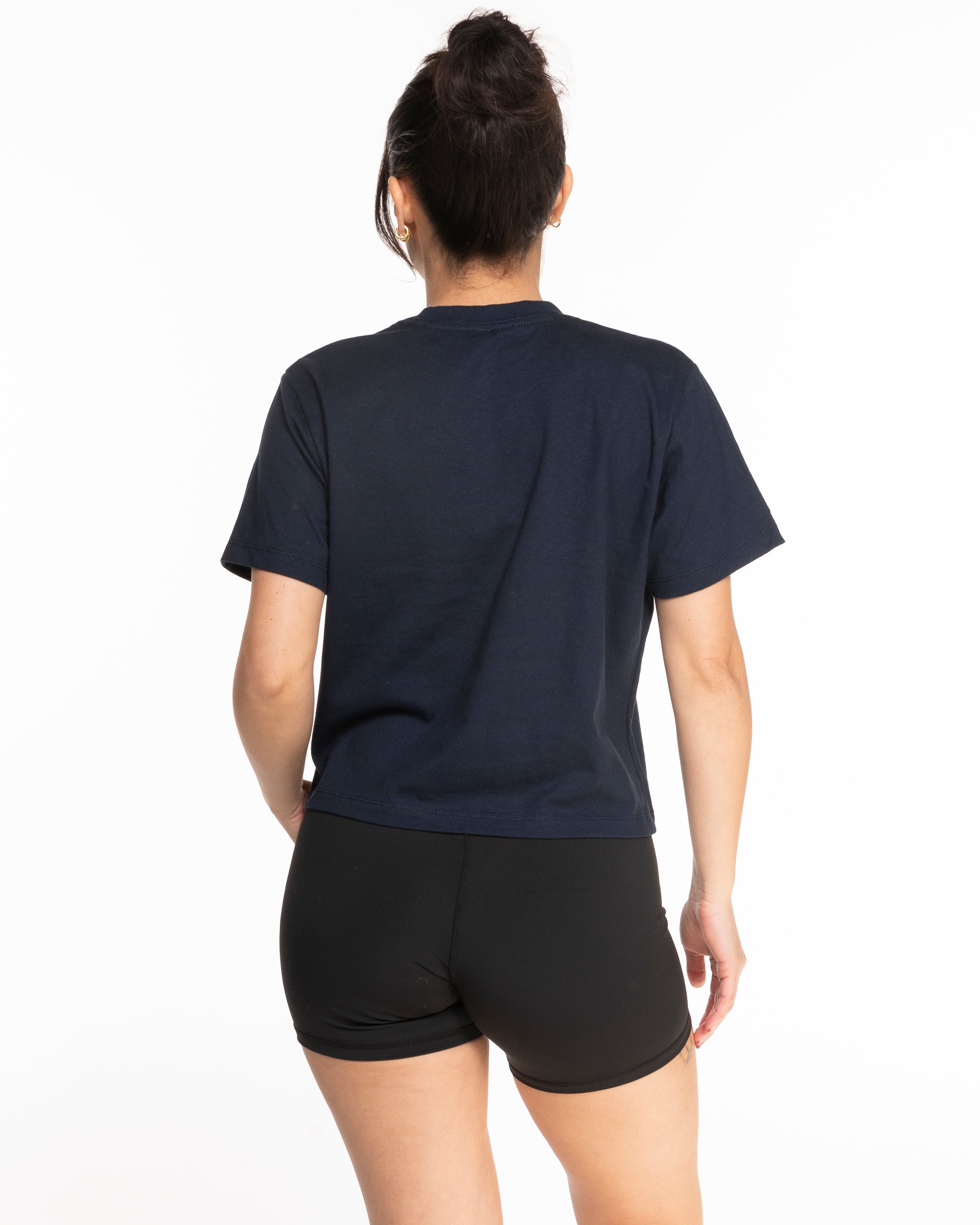 The Boxy Crop Tee - Navy - Core Precision - Left Chest - Full Color