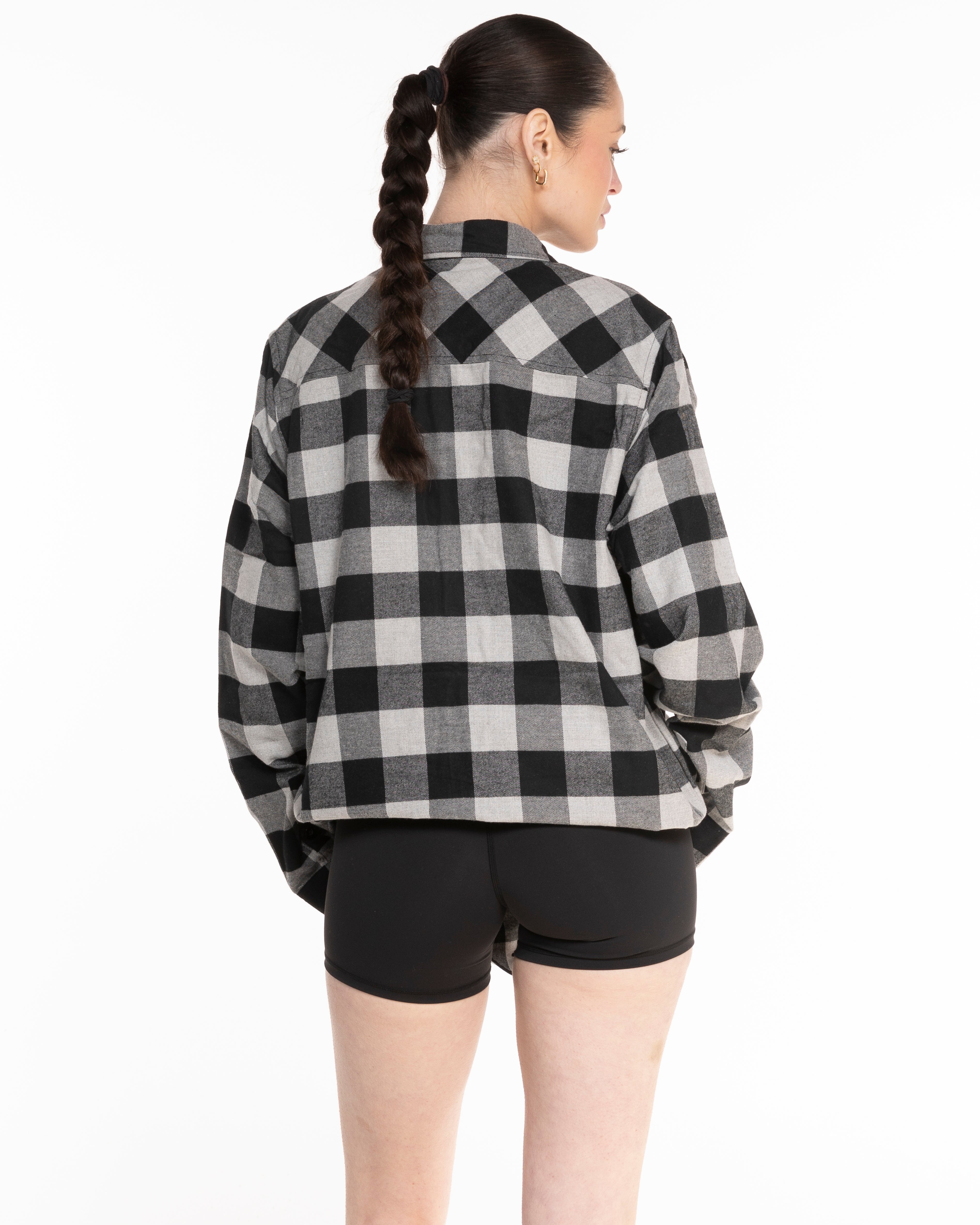 The Flannel - Heather / Black - Megabarre - Left Chest & Back Stacked - Printed - White/Pink