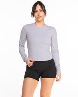 The Micro Rib Crop Long Sleeve - Heather  - CB Fit - Chest - Printed - Full Color