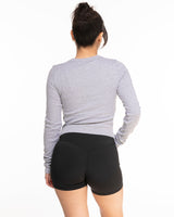 The Micro Rib Crop Long Sleeve - Heather  - CB Fit - Chest - Printed - Full Color