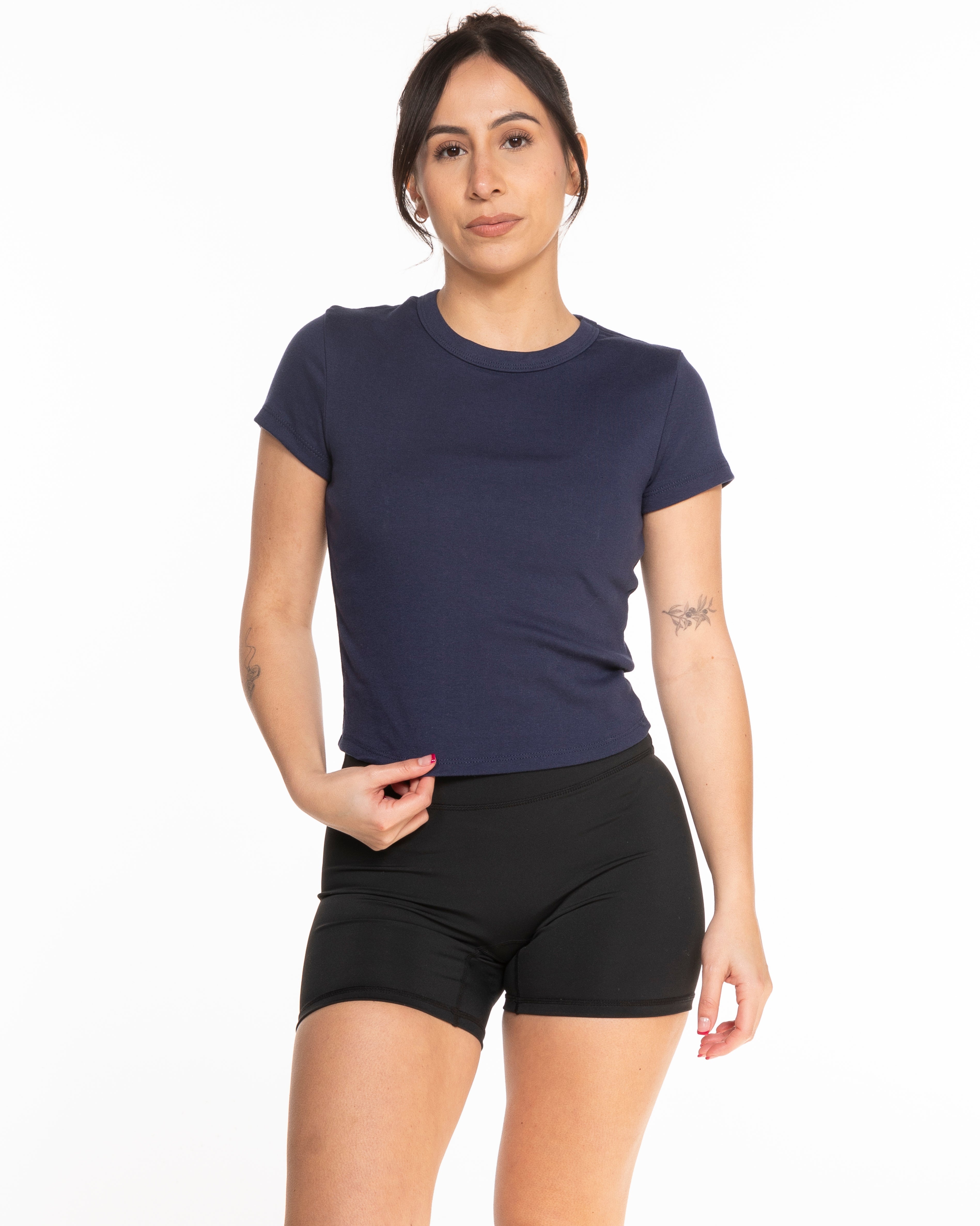 The Micro Rib Baby Tee - Navy - NSpiers - Center Chest Stacked - Printed - Full Color