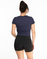 The Micro Rib Baby Tee - Navy - NSpiers - Center Chest Stacked - Printed - Full Color