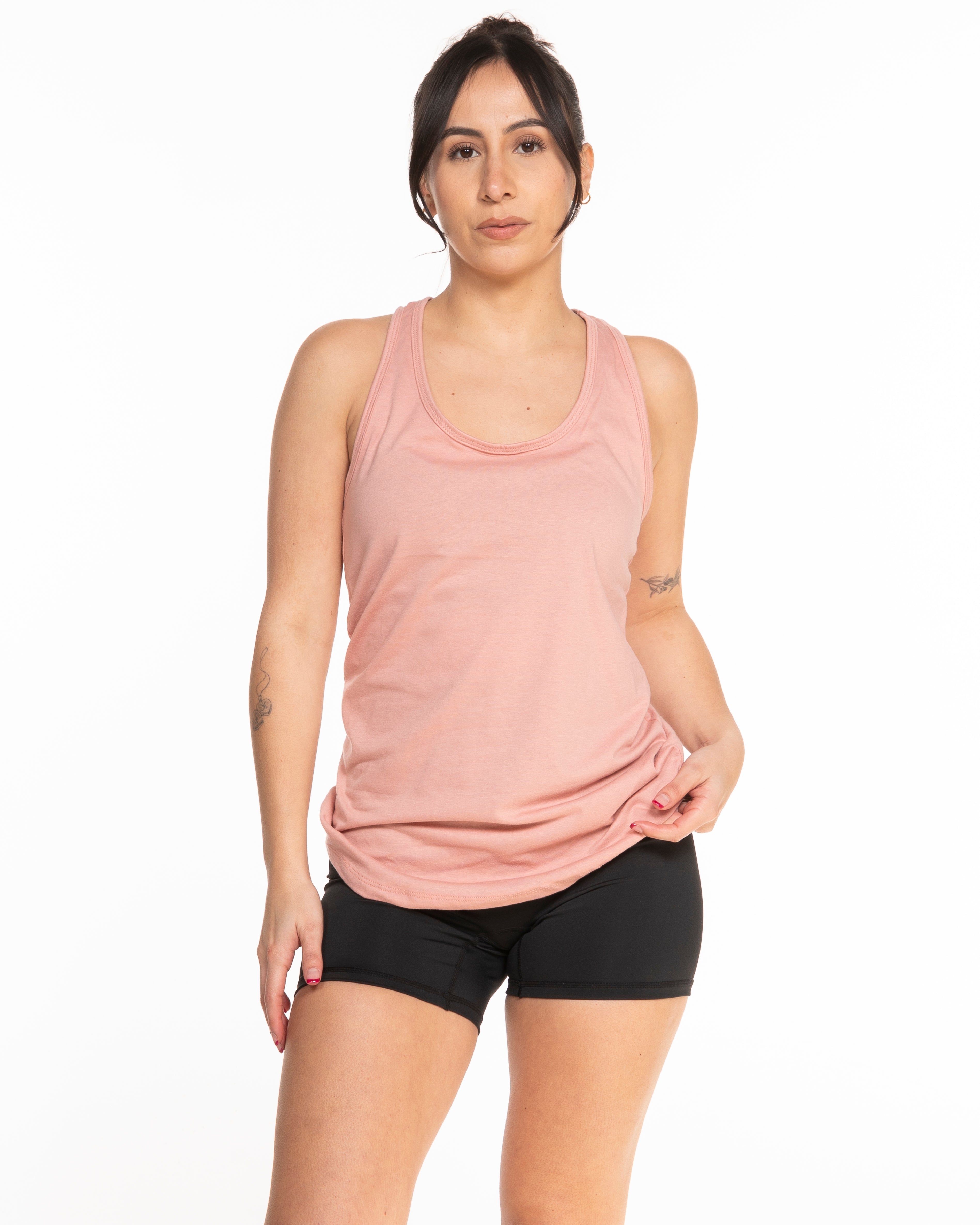 The Womens Full Length Tank - Peach - Fit Results - Center Chest & Center Back - Full Color