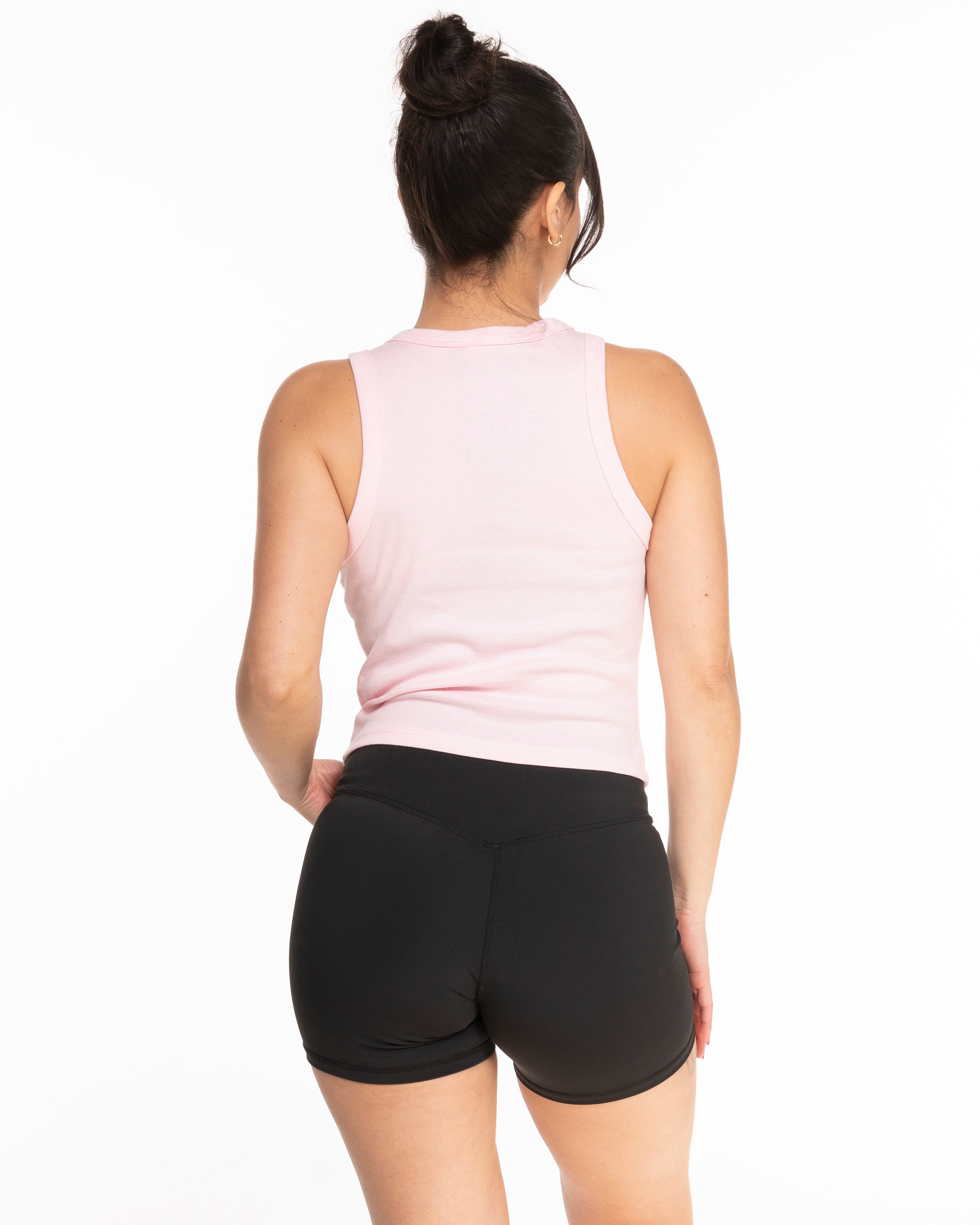 The Micro Rib Racer Crop - Pink - Viva Lagree - Center Chest Cherry - Printed - Red