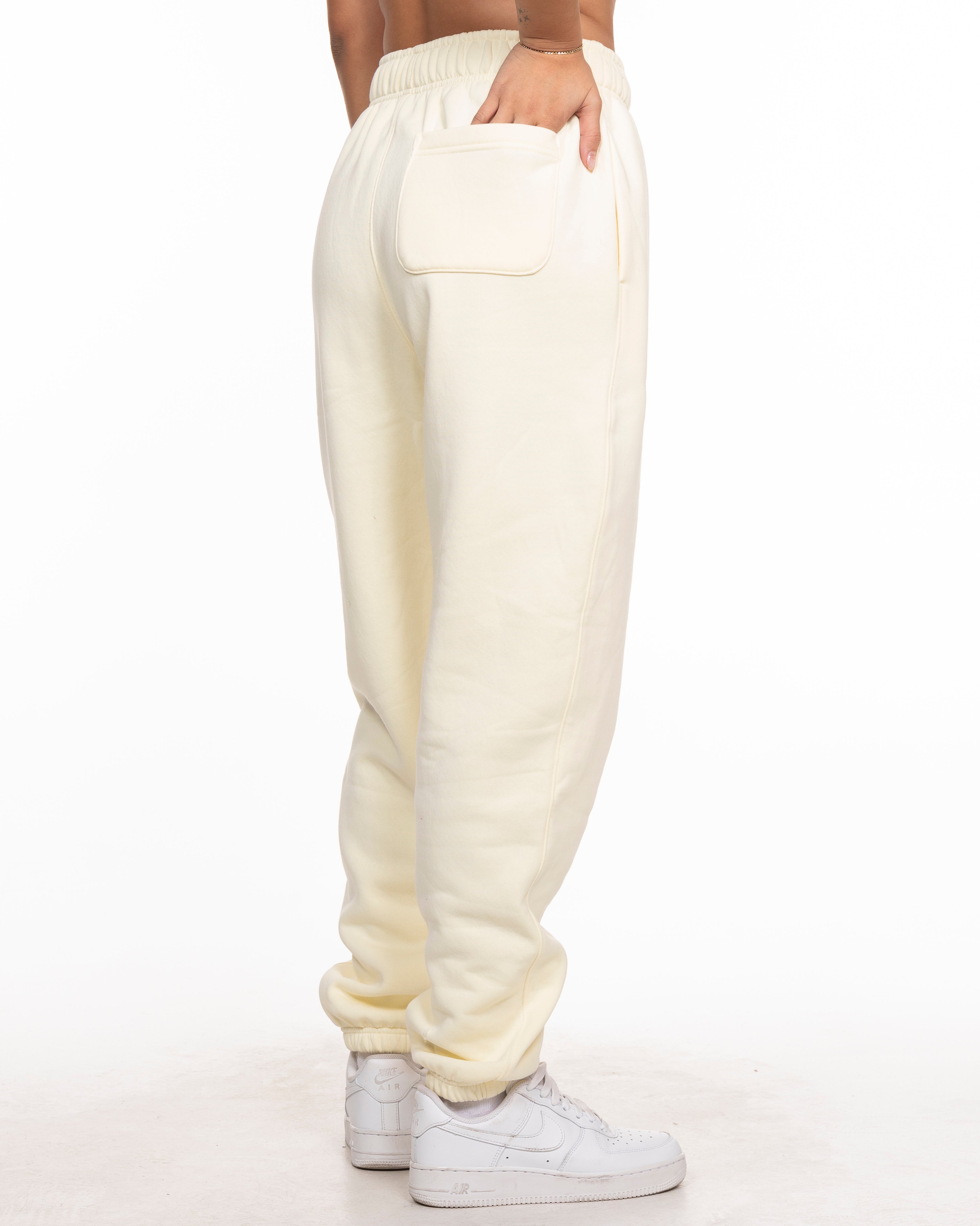 The Mens Sweatpants - Butter - Anybody Run Club - Left Near Pocket - Printed - Black