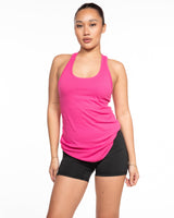 The Womens Full Length Tank - Pink - Warren - Center Chest - Printed - White