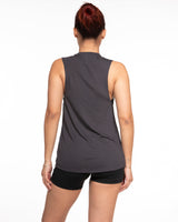 The Scoop Muscle Tank - Charcoal - Megabarre - Front Stacked & Back Stacked - Tone on Tone