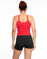 The Micro Rib Strappy Crop Tank - Red - Evolve Collective - Center Chest - Printed - Black