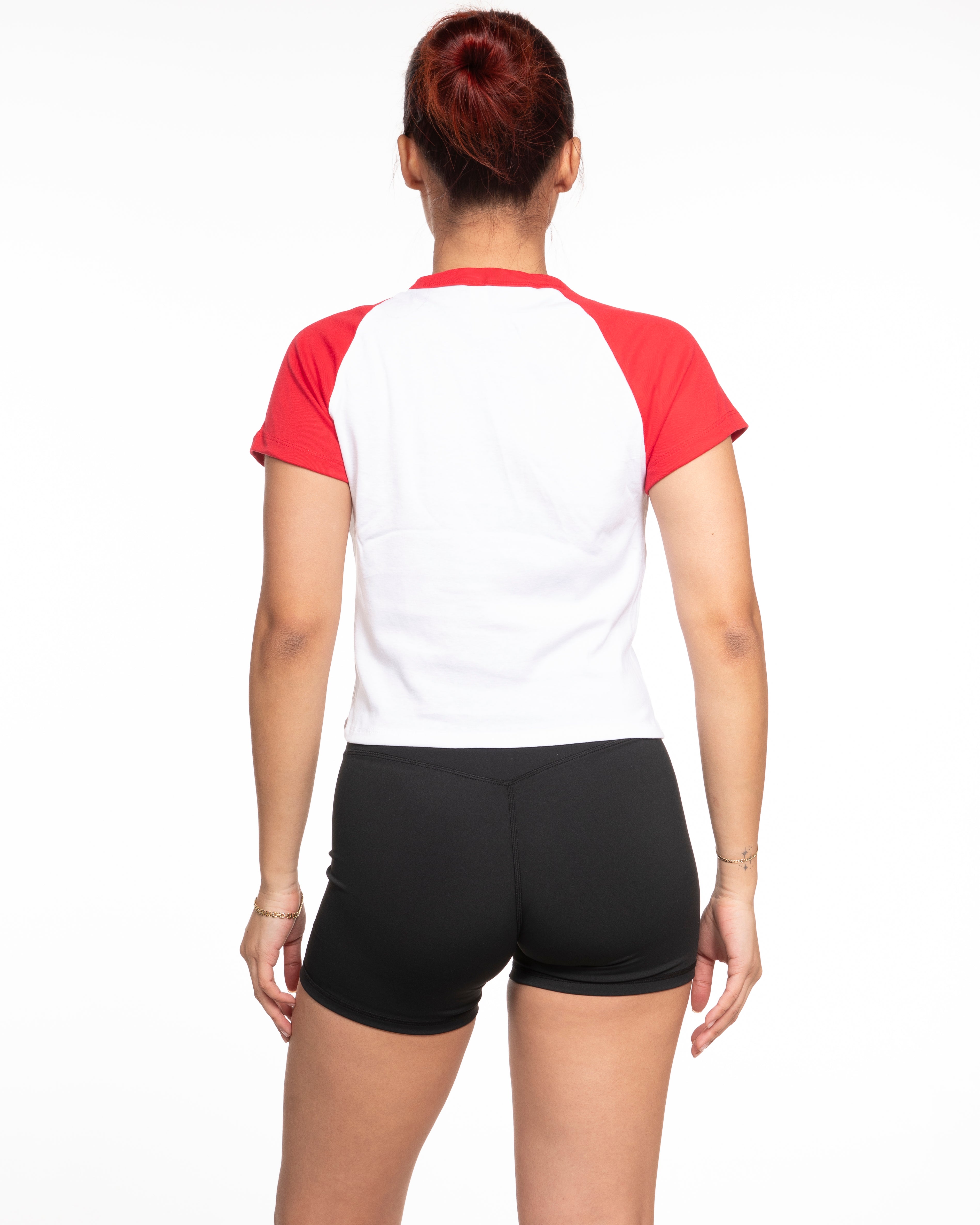 The Micro Rib Baby Tee - White / Red - Royal Training Club - Center Chest Stacked - Printed - Black