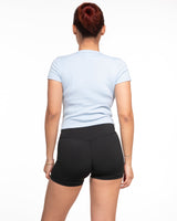 The Micro Rib Baby Tee - Baby Blue - Mantra - Center Chest - Black