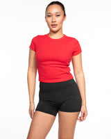 The Micro Rib Baby Tee - Red - Royal Training Club - Center Chest Stacked - Printed - White