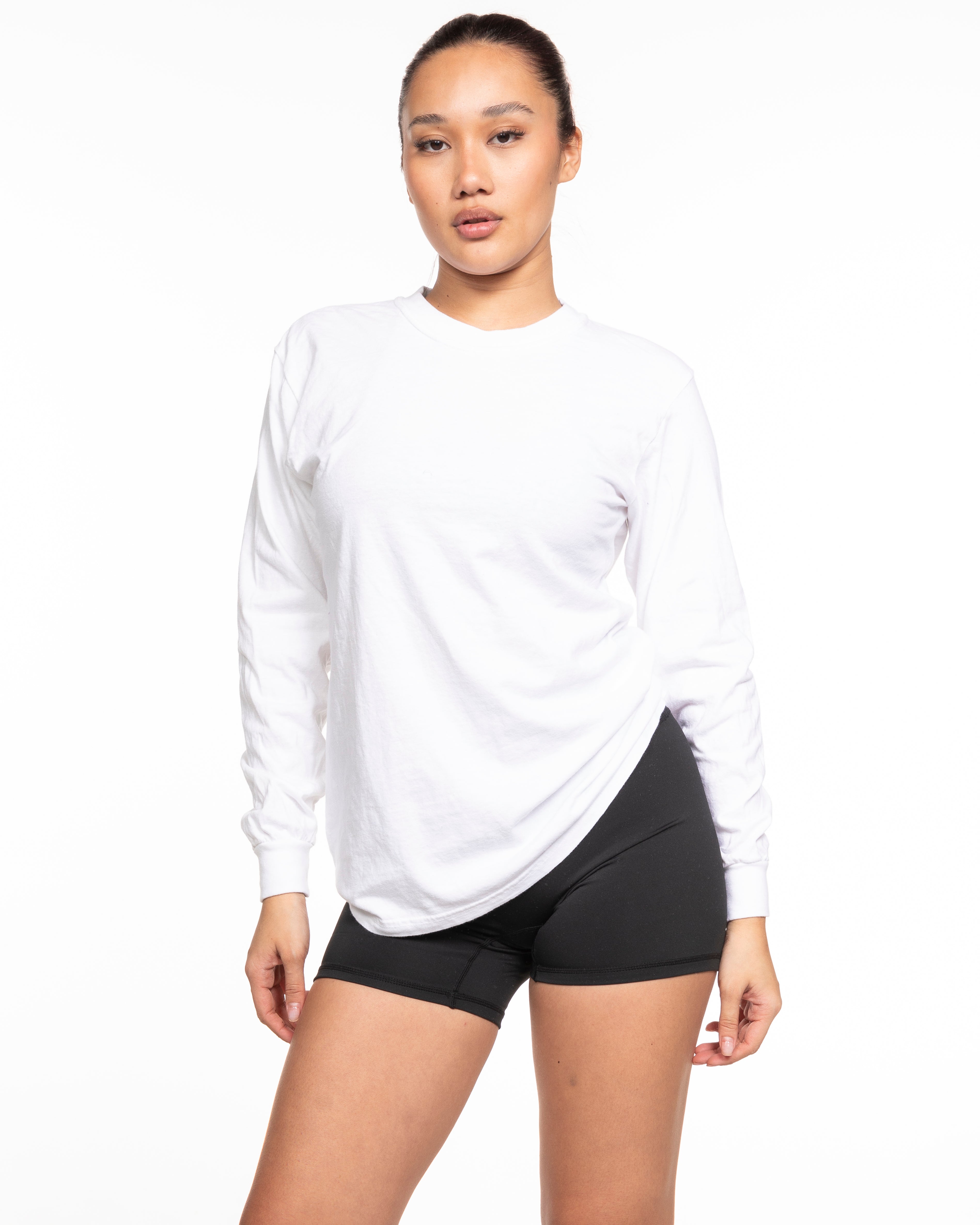 The Unisex Midweight Long Sleeve - White - Mega NJ - Center Chest & Full Back Stacked - Neon