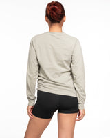 The Unisex Midweight Long Sleeve - Khaki - Hikari Elite - Left Chest Stacked & Right Sleeve - Printed - Charcoal