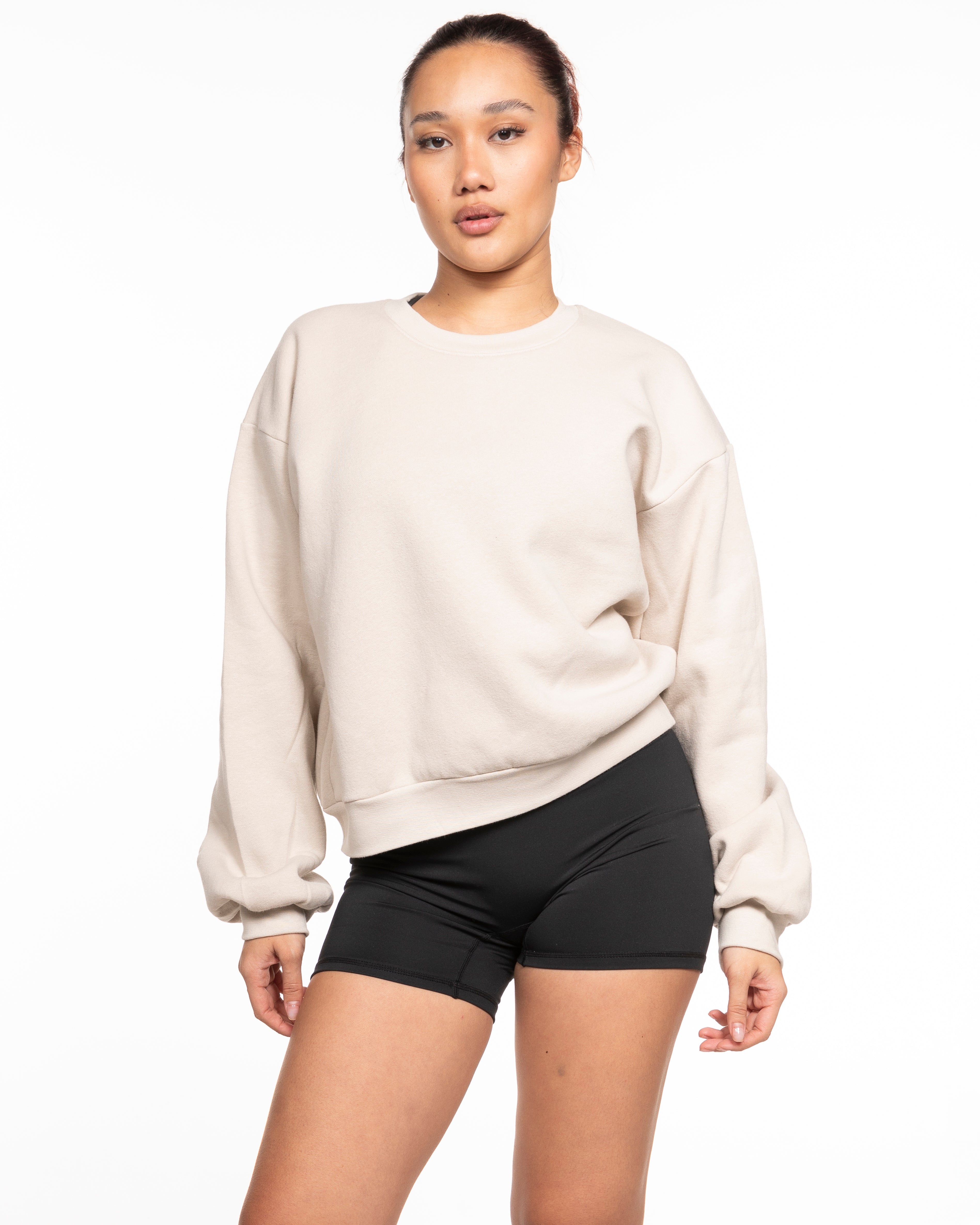 The Recycled Womens Crewneck - Polar - REKINECTED - Center Chest & Right Sleeve - Embroidered - Tone on Tone