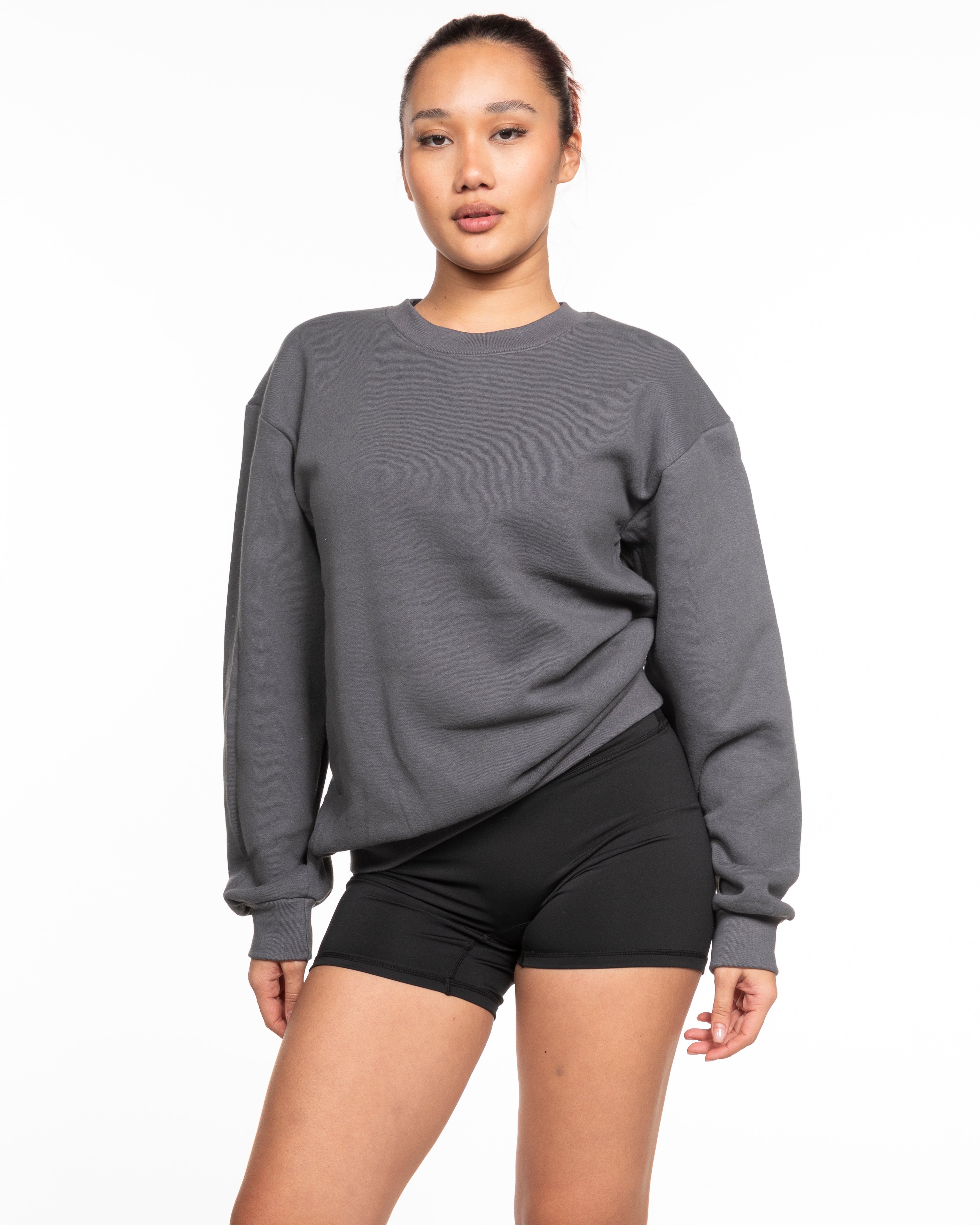 The Recycled Unisex Crewneck - Asphalt - Corefire - Left Chest & "COACH" Back - Full Color