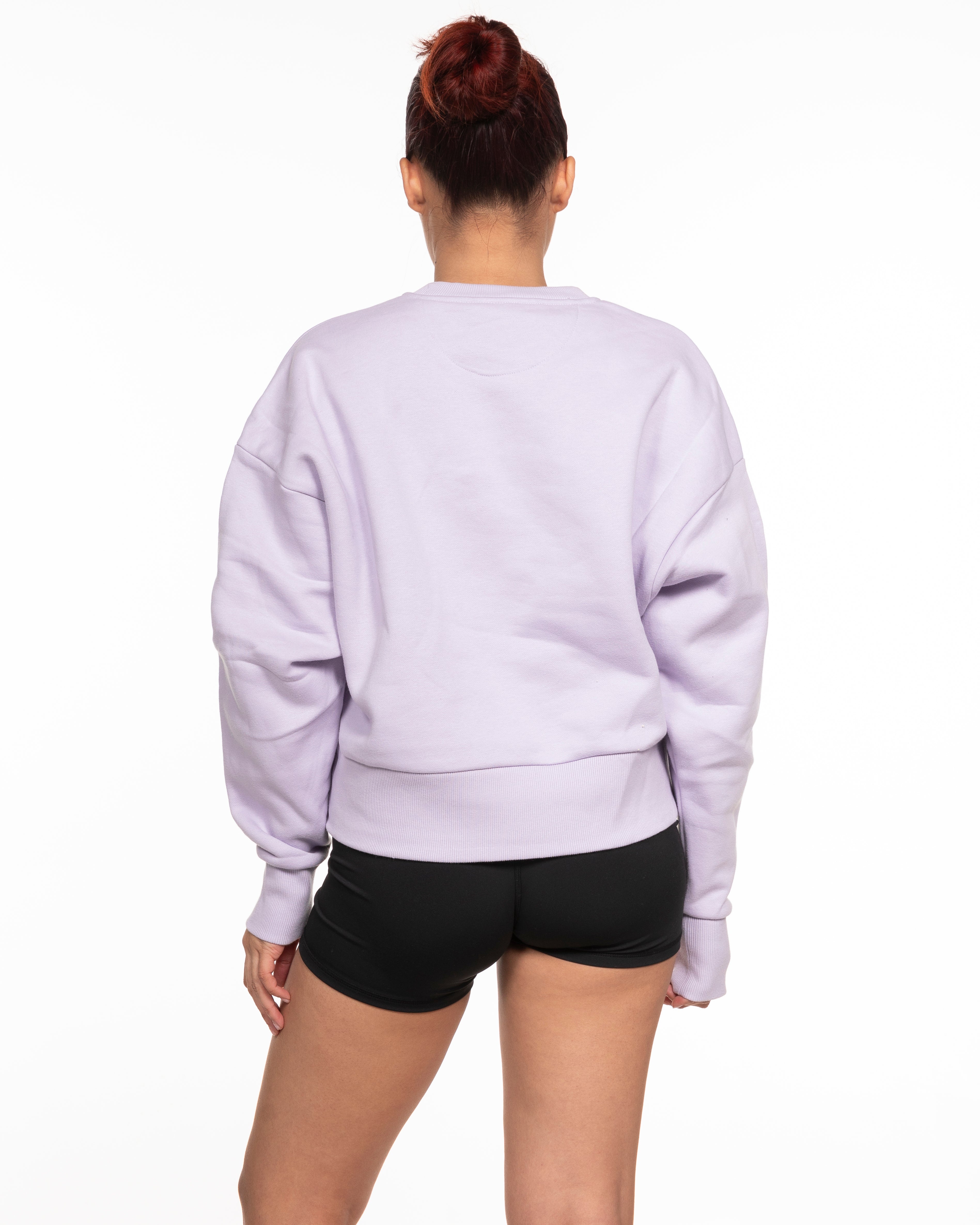 The Womens Heavyweight Crop - Lavender - SOUL YOGA - Center Chest - Printed - Tone on Tone