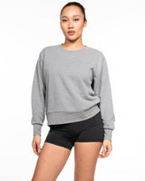 The Womens Sueded Crewneck - Heather - Wicked Core - Center Chest - Printed - Charcoal