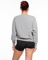 The Womens Sueded Crewneck - Heather - Wicked Core - Center Chest - Printed - Charcoal