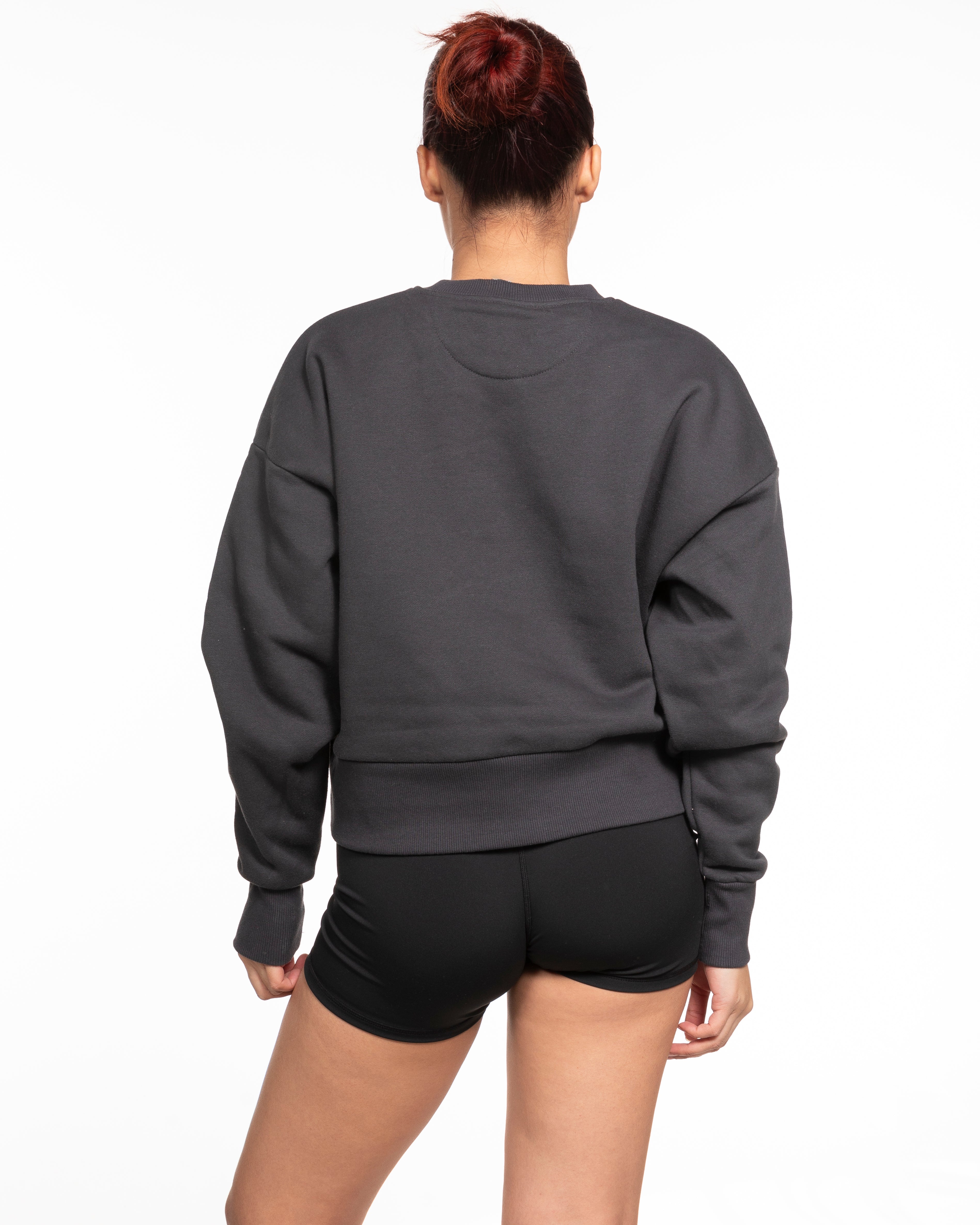 The Womens Heavyweight Crop - Graphite - JL Marketing - Left Chest - Embroidered - White