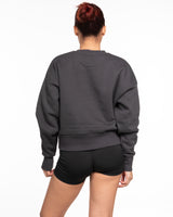 The Womens Heavyweight Crop - Graphite - JL Marketing - Left Chest - Embroidered - White