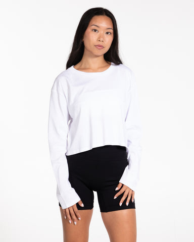 The Crop Long Sleeve - White