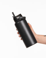 The Wide Mouth Water Bottle - Black - Reform Studios - Center Stacked - Printed - White