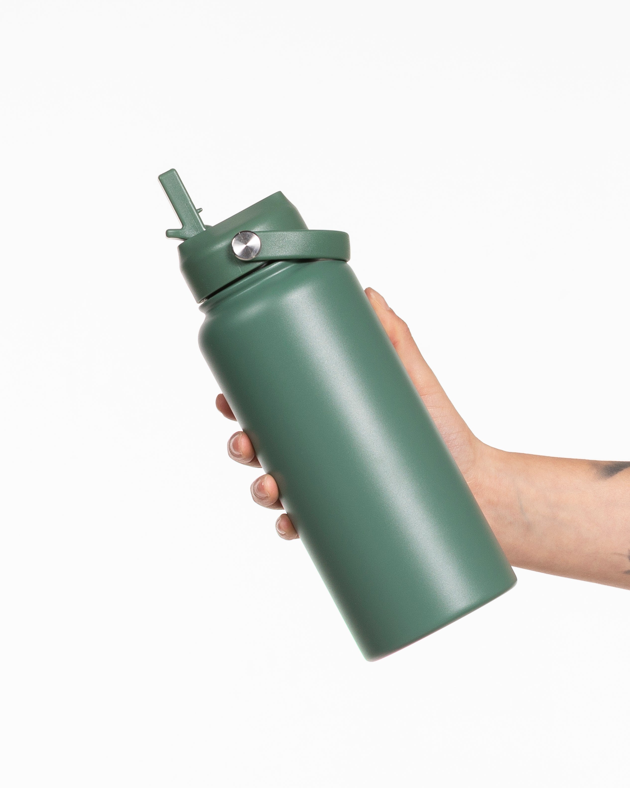 The Wide Mouth Water Bottle - Forest - The Platform Studio - Center Body - Printed - Off White