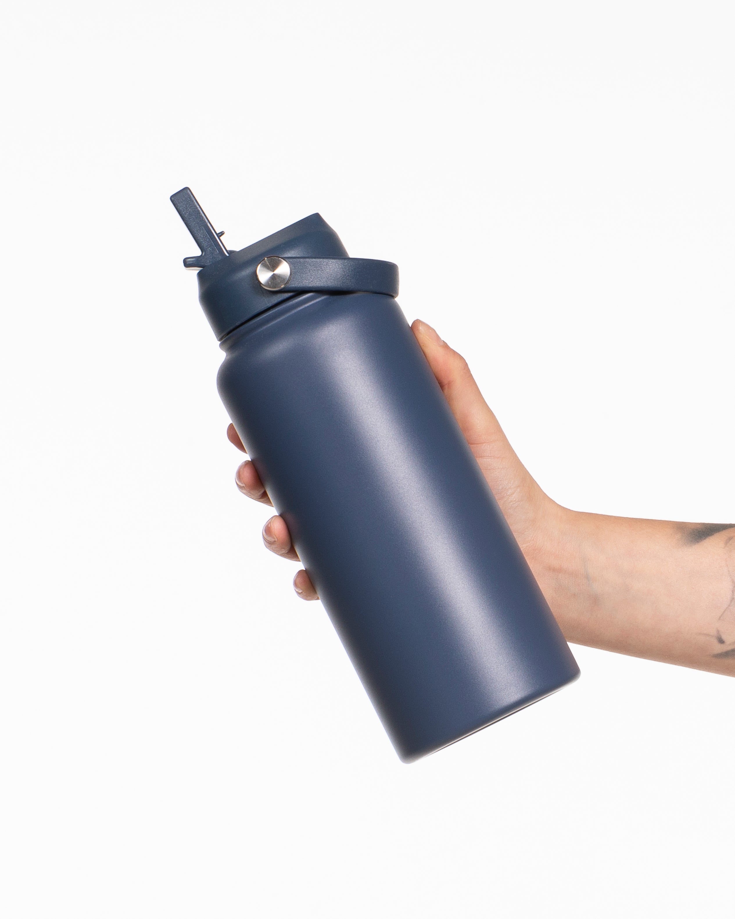 The Wide Mouth Water Bottle - Navy - Rise Lagree - Center Body - Off White