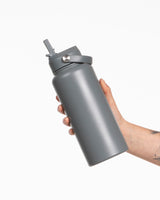 The Wide Mouth Water Bottle - Charcoal - Rush Cycle Studio - Center Body Stacked - Printed - Full Color
