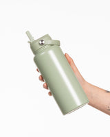 The Wide Mouth Water Bottle - Pistachio - Solos Pilates - Bottom Body - Printed - Cream