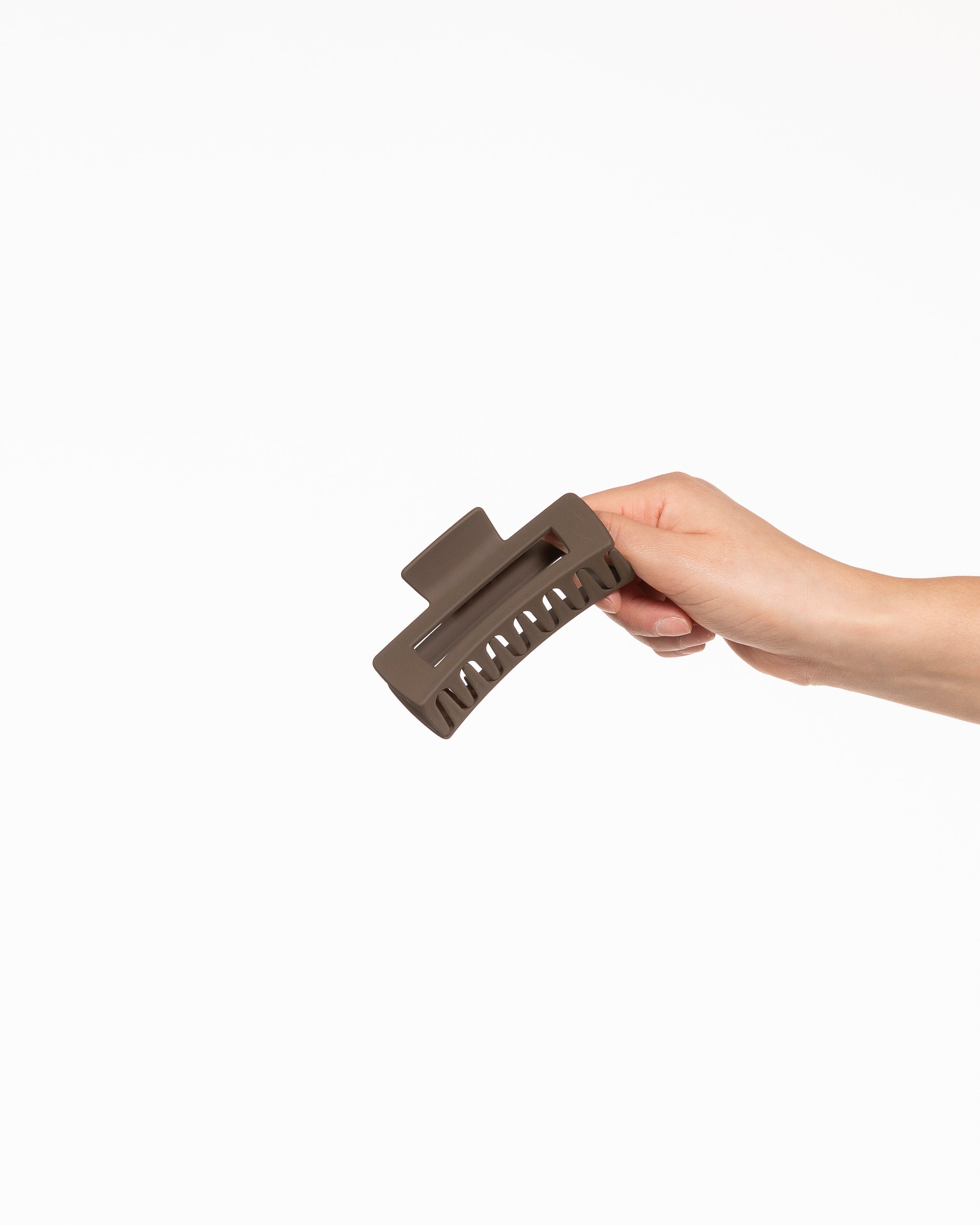 The Claw Hair Clip - Chocolate - Mantra - Top Logo - Printed - White