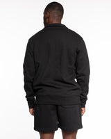 The Mens 1/4 Zip - Black - ALCHEME - Left Chest & Right Arm Sleeve E - Embroidered Chest - Printed Sleeve - Whiite