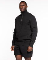 The Mens 1/4 Zip - Black - ALCHEME - Left Chest & Right Arm Sleeve E - Embroidered Chest - Printed Sleeve - Whiite
