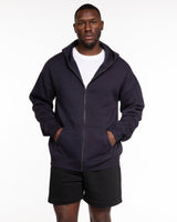 The Mens Zip Hoodie - Ink - Core Reform - Left Chest  - Printed - Ecru