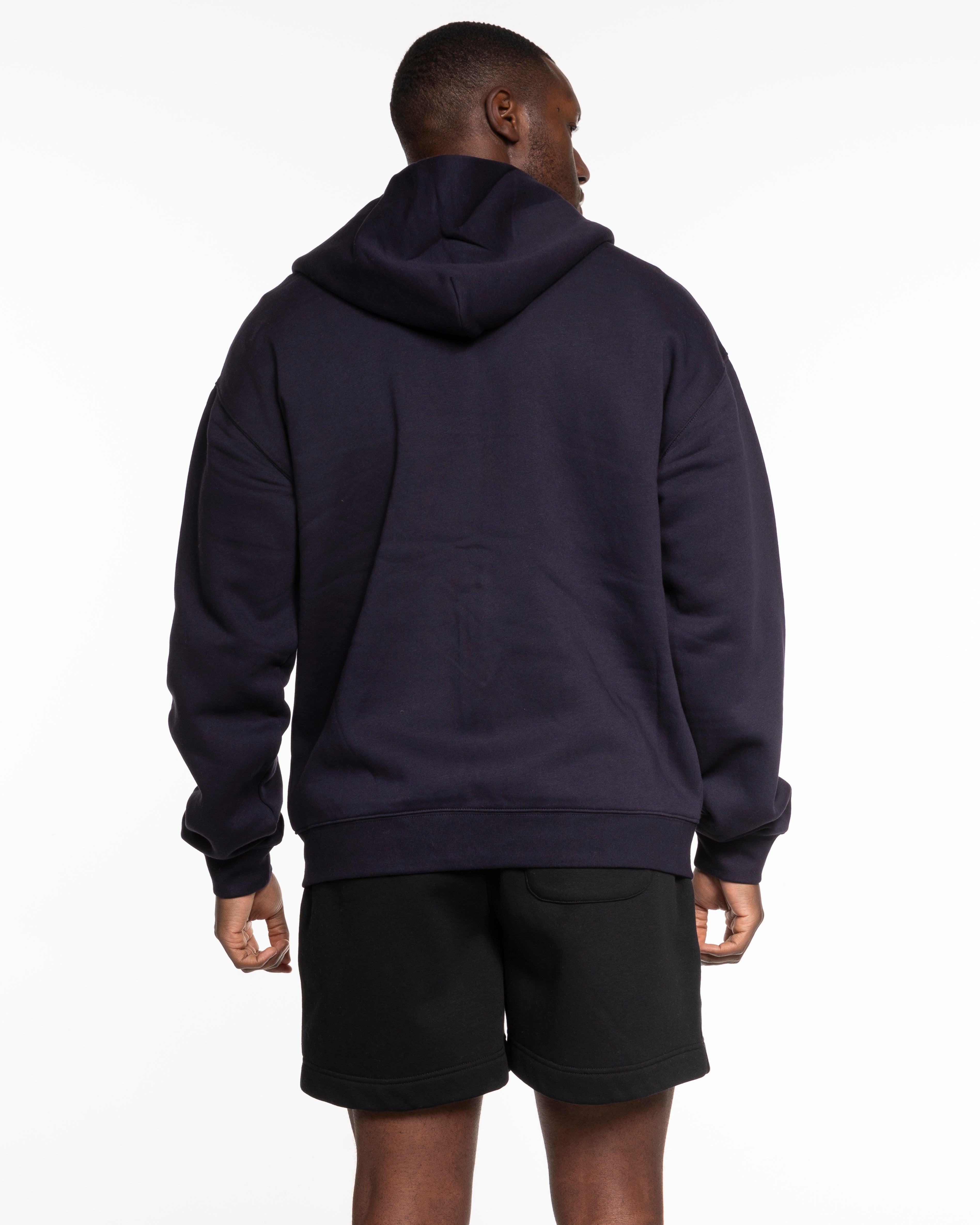 The Mens Zip Hoodie - Ink - Core Reform - Left Chest & Back Stacked - Printed - Ecru