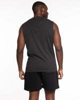The Mens Heavyweight Tank - Washed Black - Haus of Fitness - Center Chest & Back Round Neckline - Black