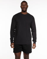 The Unisex Midweight Long Sleeve - Black - REKINECTED - Center Chest - Printed - Tone on Tone