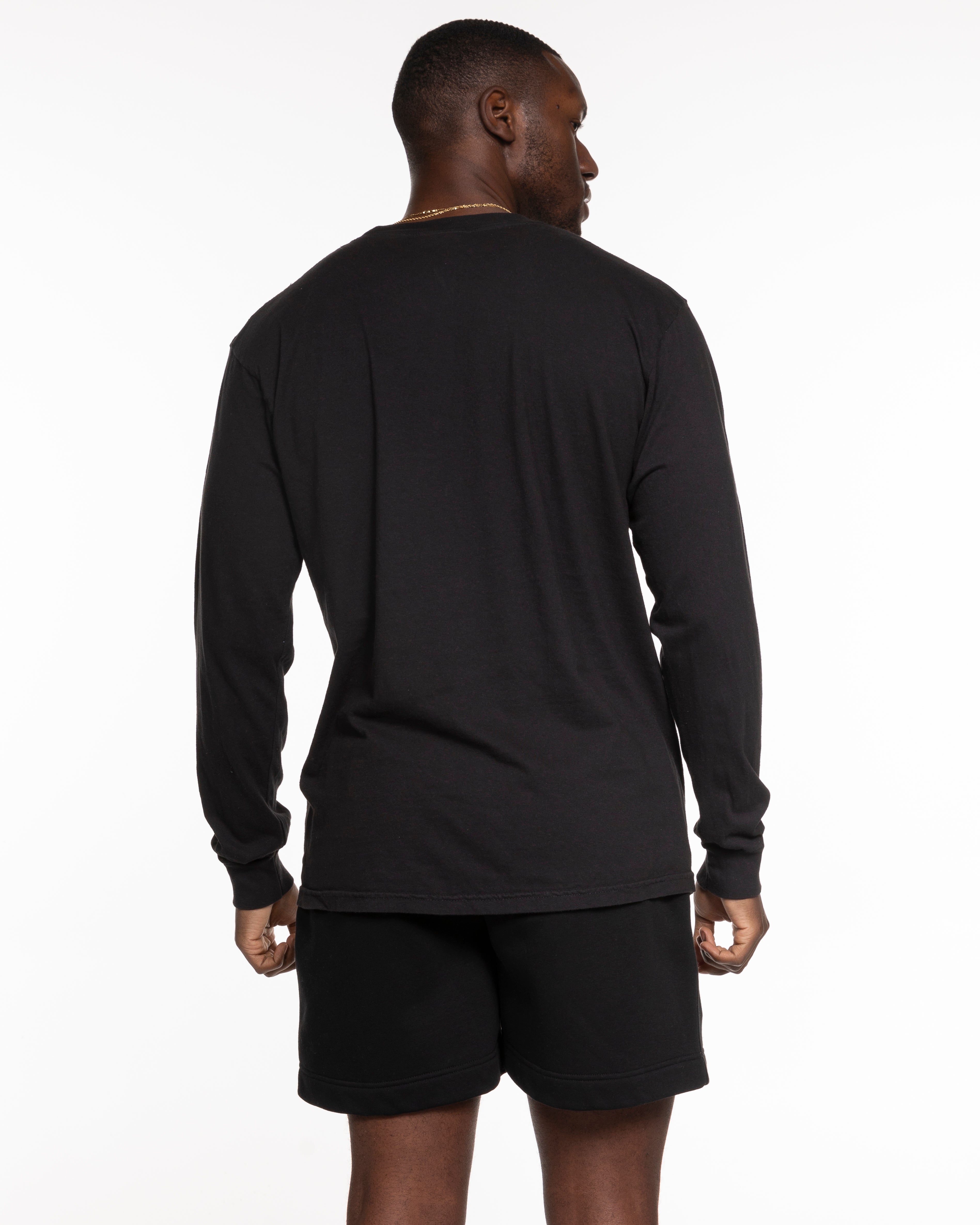 The Unisex Midweight Long Sleeve - Black - REKINECTED - Center Chest - Printed - Tone on Tone