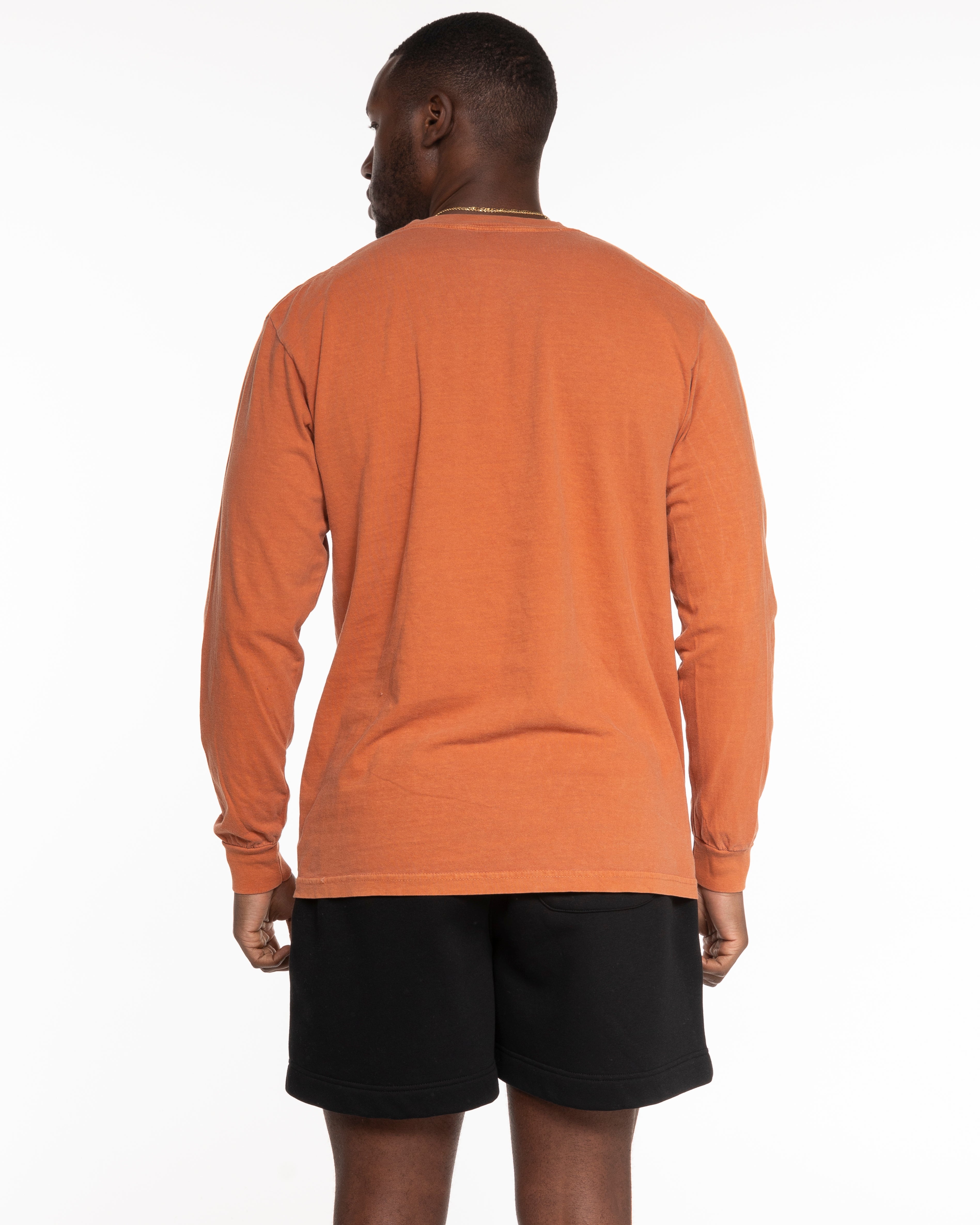 The Unisex Midweight Long Sleeve - Camel - Pilates Baddie - Left Chest Arc - Printed - White