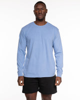 The Unisex Midweight Long Sleeve - Washed Denim - Reiner Pump Systems - Left Chest & Back Stacked - Printed - White