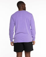 The Unisex Midweight Long Sleeve - Violet - Rumble - Center Chest - Printed - White