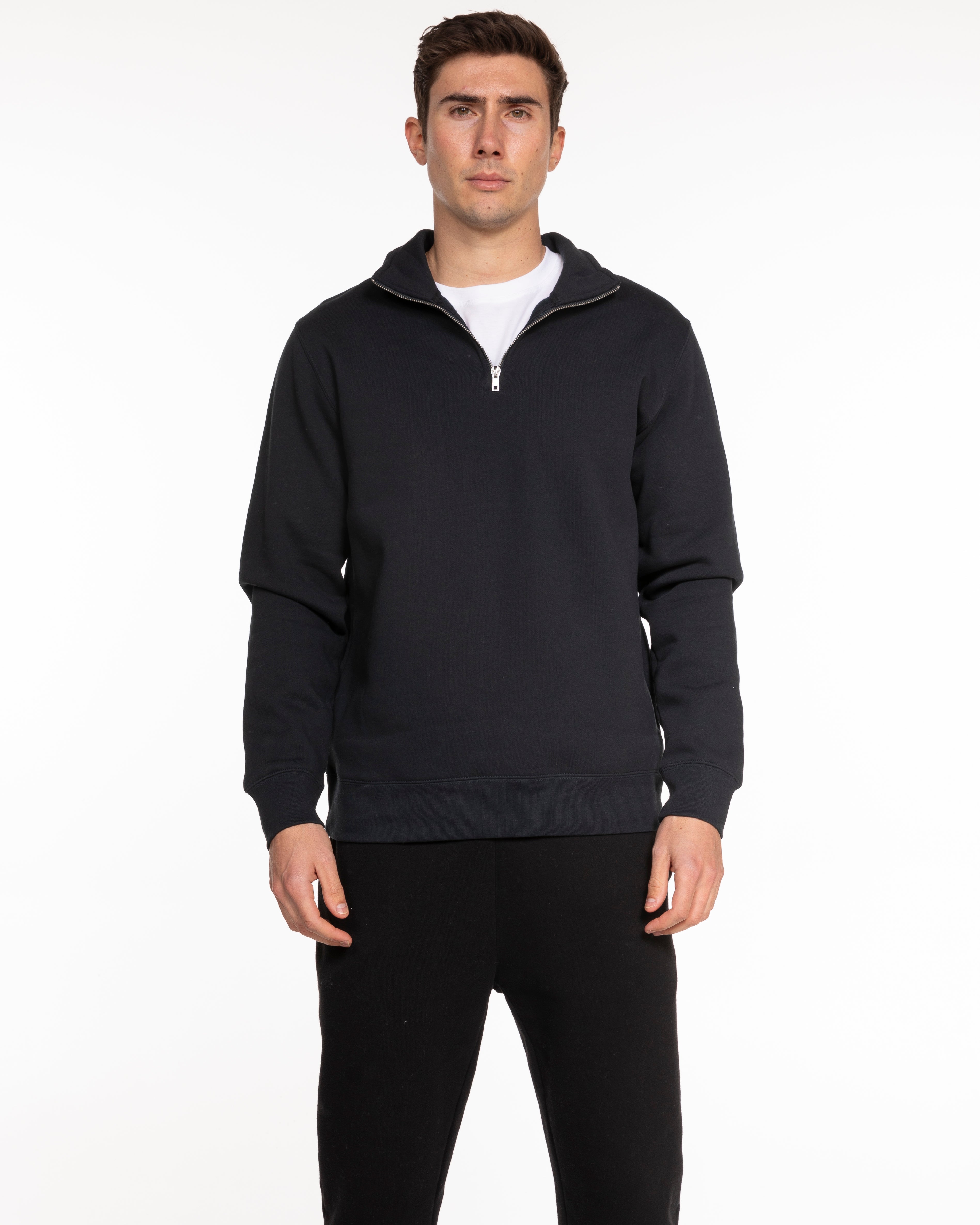 The Mens 1/4 Zip - Navy - Coastal Movement - Left Chest Stacked - Embroidered - White