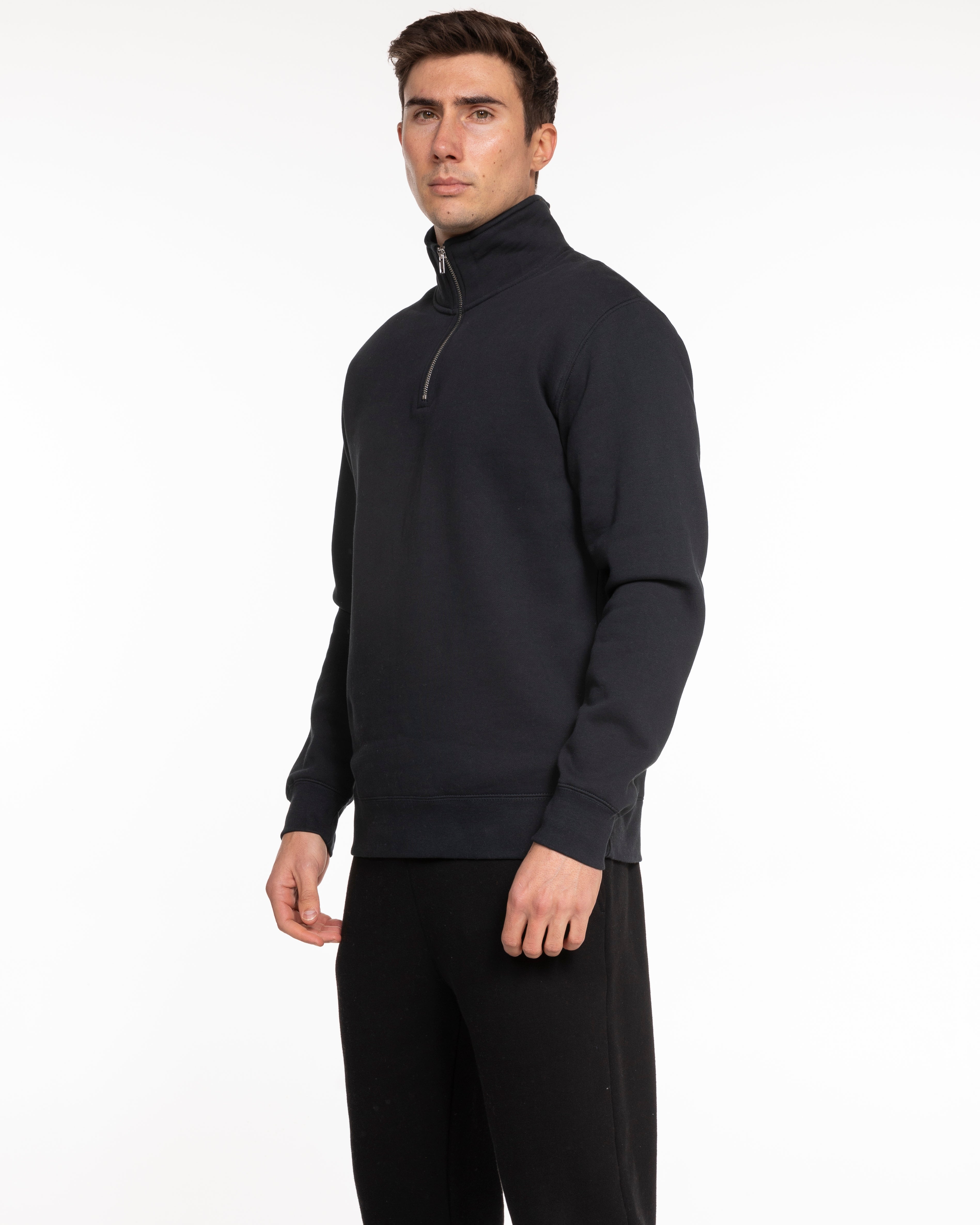 The Mens 1/4 Zip - Navy - Coastal Movement - Left Chest Stacked - Embroidered - White