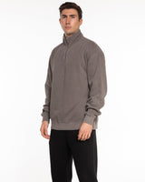 The Mens 1/4 Zip - Washed Gray - HiLo - Center Chest - Printed - White