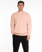 The Midweight Unisex Crewneck - Washed Rose - HiLo - Left Chest & Center Back Stacked - Tone on Tone Printed