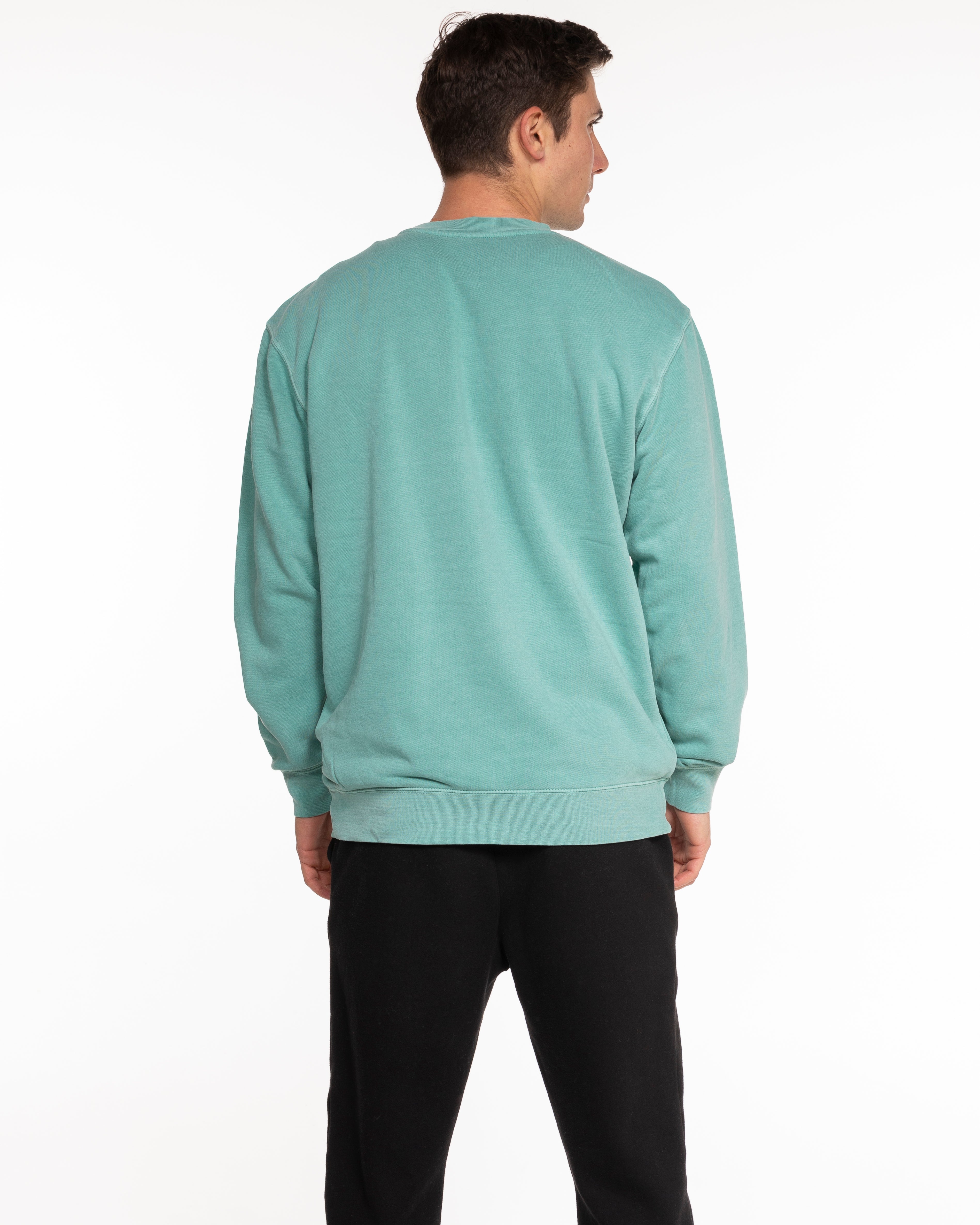 The Midweight Unisex Crewneck - Washed Mint - HiLo - Center Chest & Back Stacked - Printed - Tone on Tone