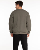 The Recycled Unisex Crewneck - Army - Bond Fitness - Center Chest Round & Upper Back - Printed - White