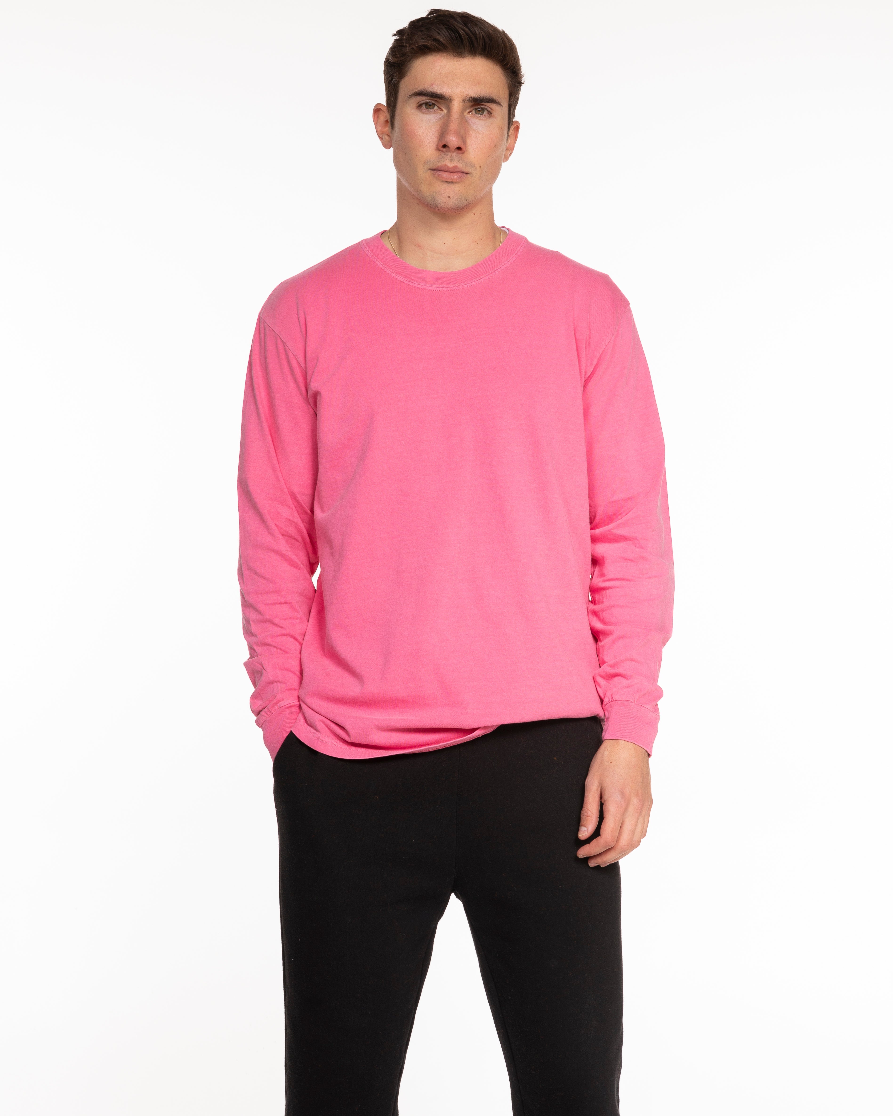 The Unisex Midweight Long Sleeve - Watermelon - Brick House Fitness - Left Chest & Right Trunk - Left & Right Sleeve - Full Back - Printed - Full Color